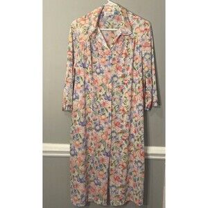 Vintage Vanity Fair Retro Boudoir Tricolor Sheer Floral House Dress Robe